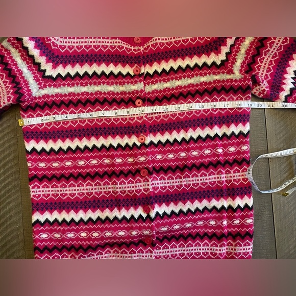 Talbots pink Fair Isle Nordic wool blend sweater cardigan - Picture 5 of 7
